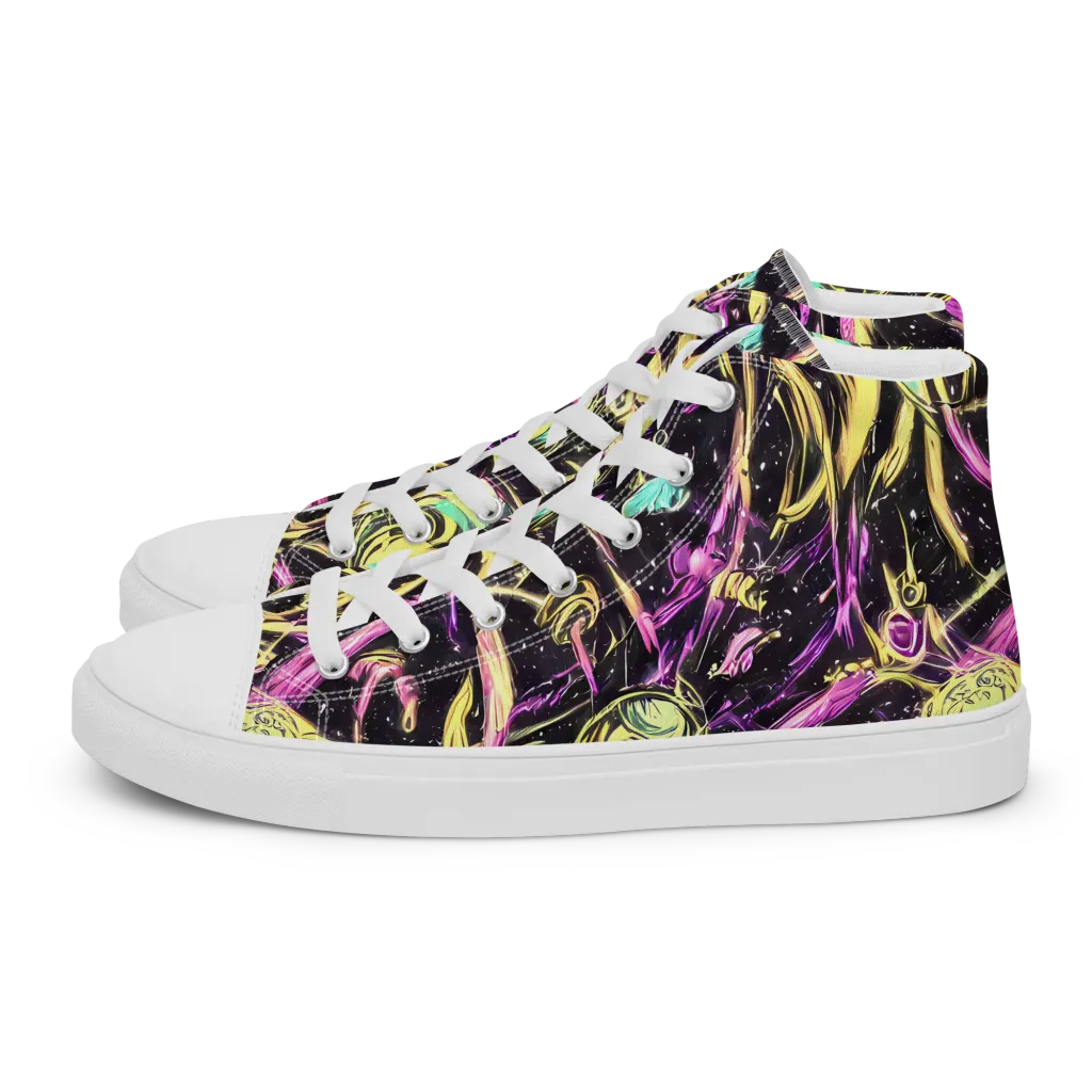 Nightfire Flux on Women's High Top Canvas Shoes — Left