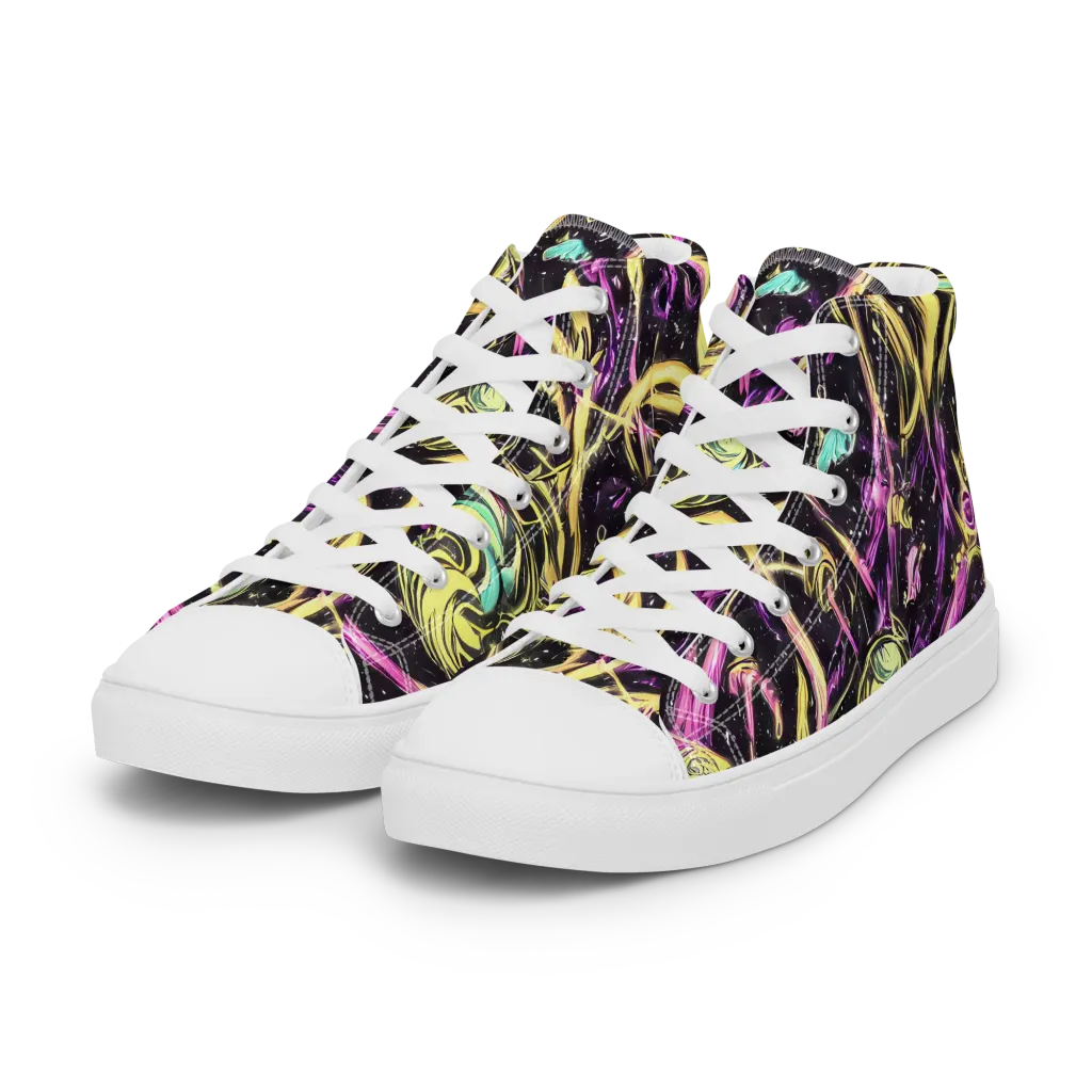 Nightfire Flux on Women's High Top Canvas Shoes — Left Front