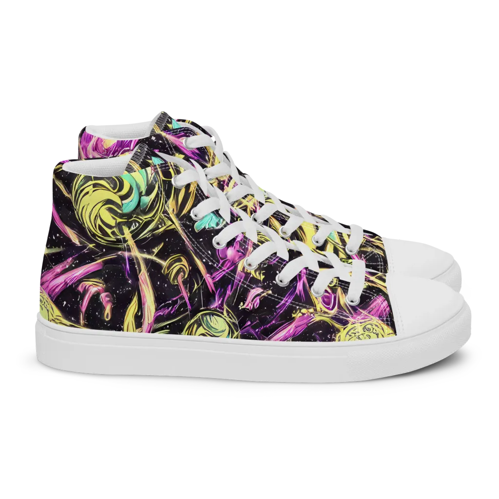 Nightfire Flux on Women's High Top Canvas Shoes — Right