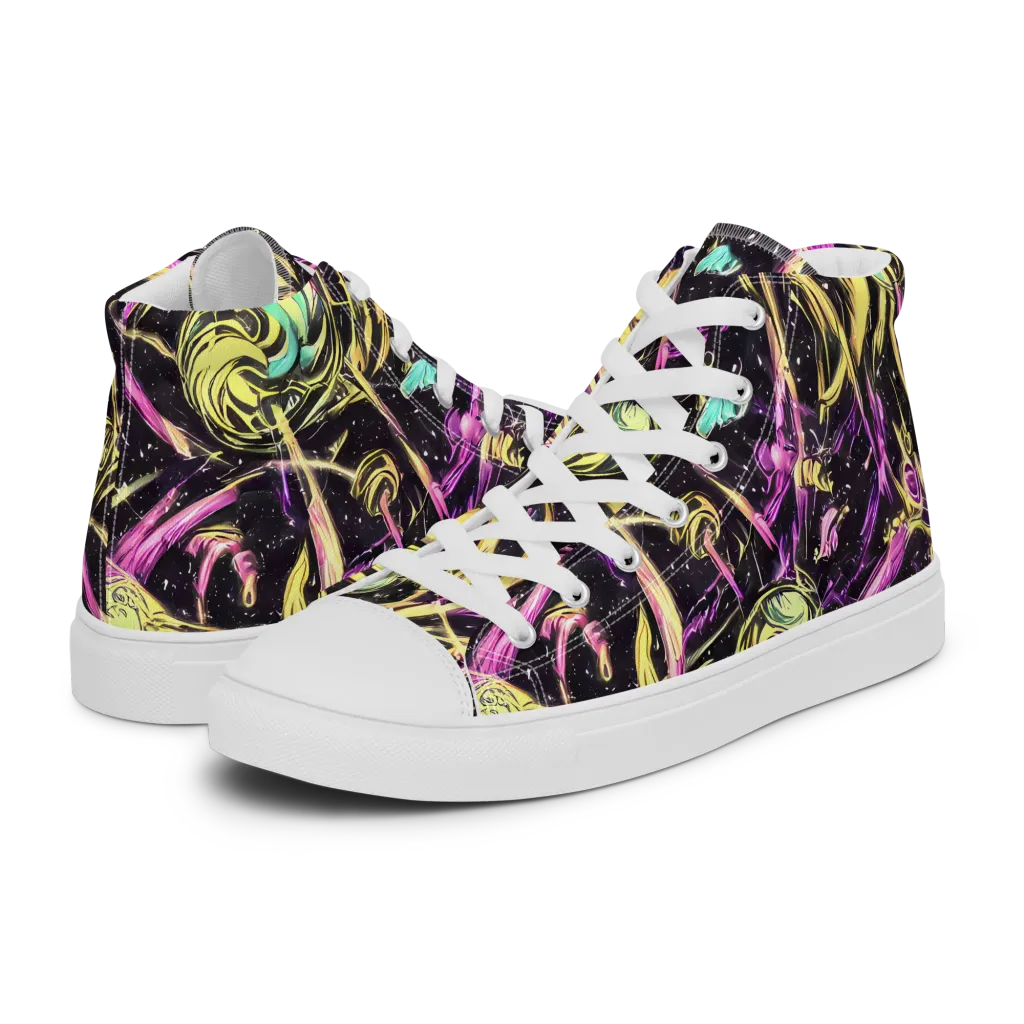 Nightfire Flux on Women's High Top Canvas Shoes — Left