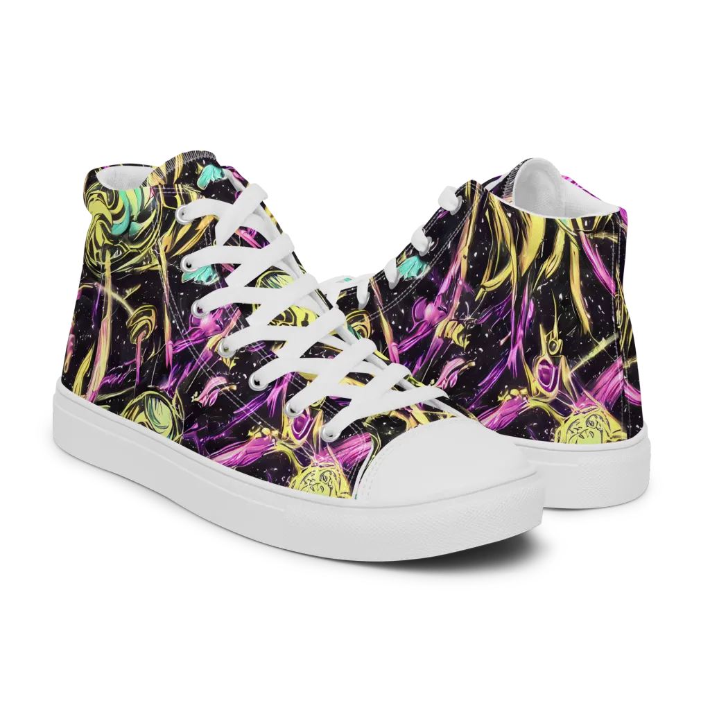 Nightfire Flux on Women's High Top Canvas Shoes — Right