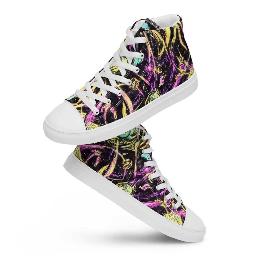 Nightfire Flux on Women's High Top Canvas Shoes — Front