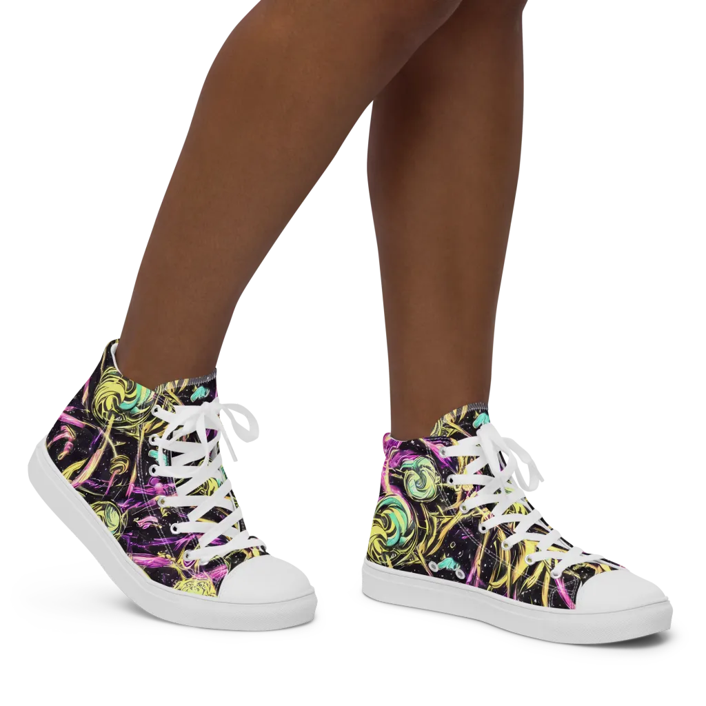 Nightfire Flux on Women's High Top Canvas Shoes — Right