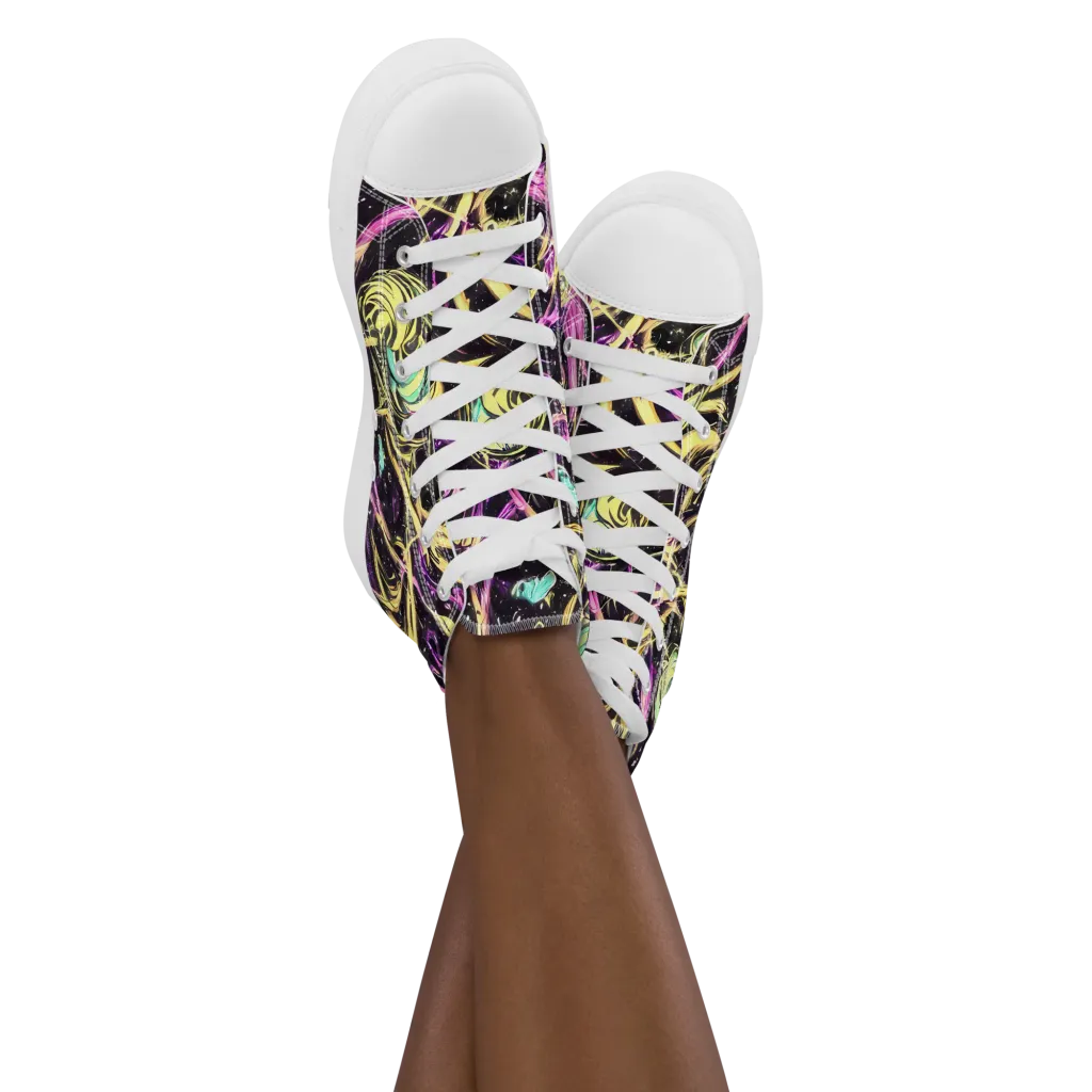 Nightfire Flux on Women's High Top Canvas Shoes — Front