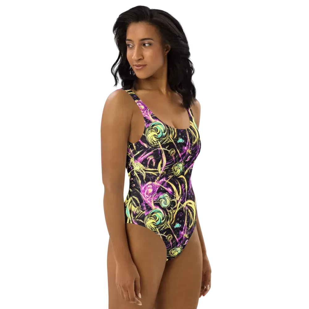 Nightfire Flux on One-Piece Swimsuit — Right