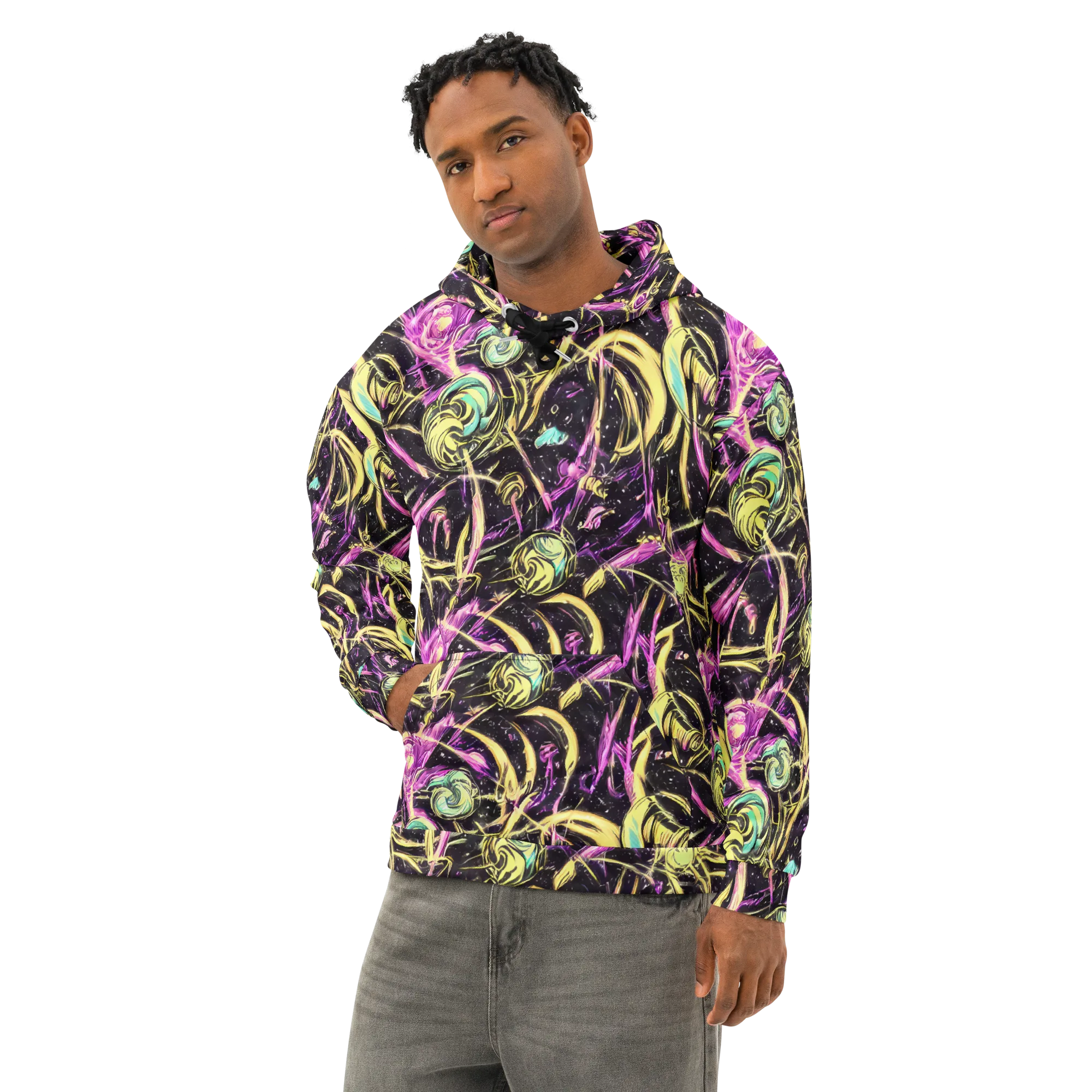 Nightfire Flux on Cotton Hoodie — Left Front