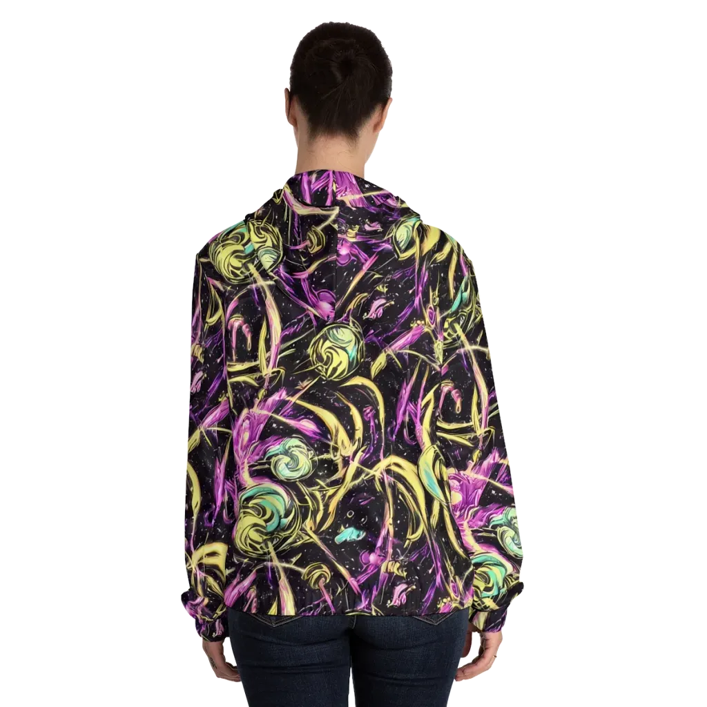 Nightfire Flux on Women's Full-Zip Hoodie — Back On Person
