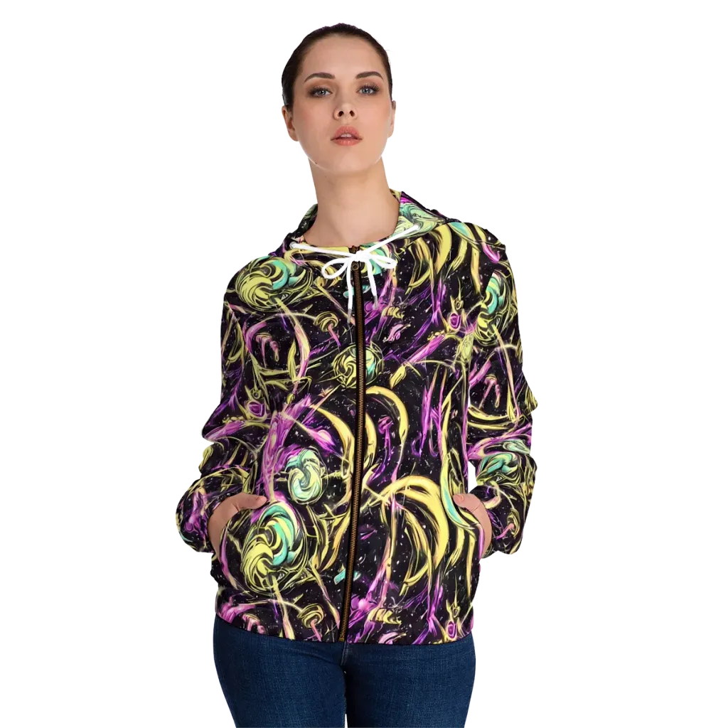 Nightfire Flux on Women's Full-Zip Hoodie — Front On Person