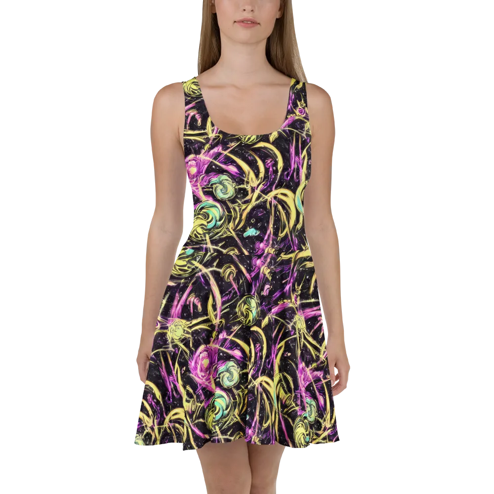 Nightfire Flux on Skater Dress — Front