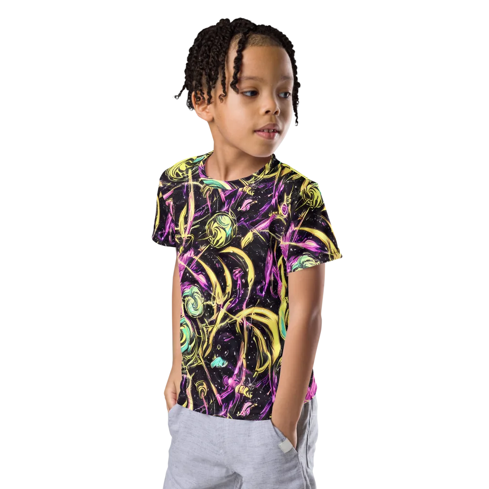 Nightfire Flux on Kids Crew Neck T-Shirt — Left Front