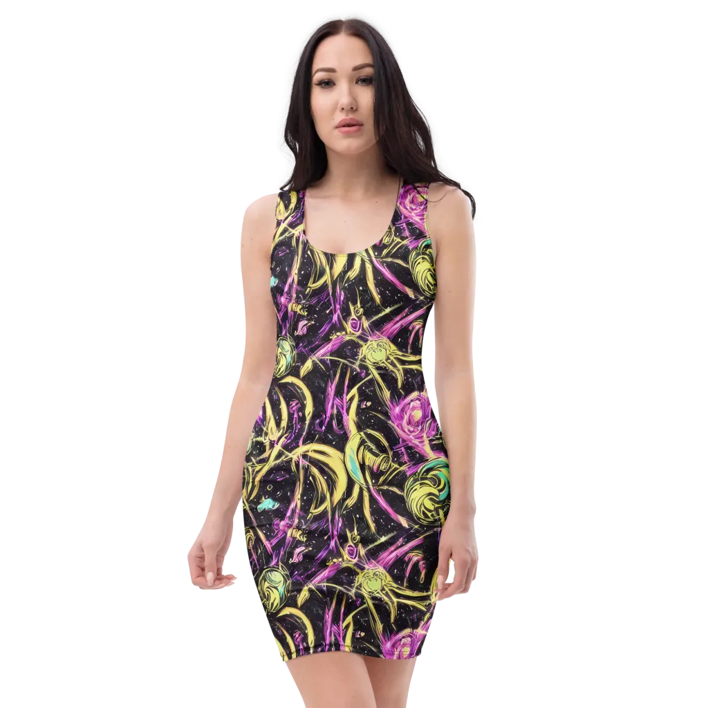Nightfire Flux on Bodycon Dress — Front