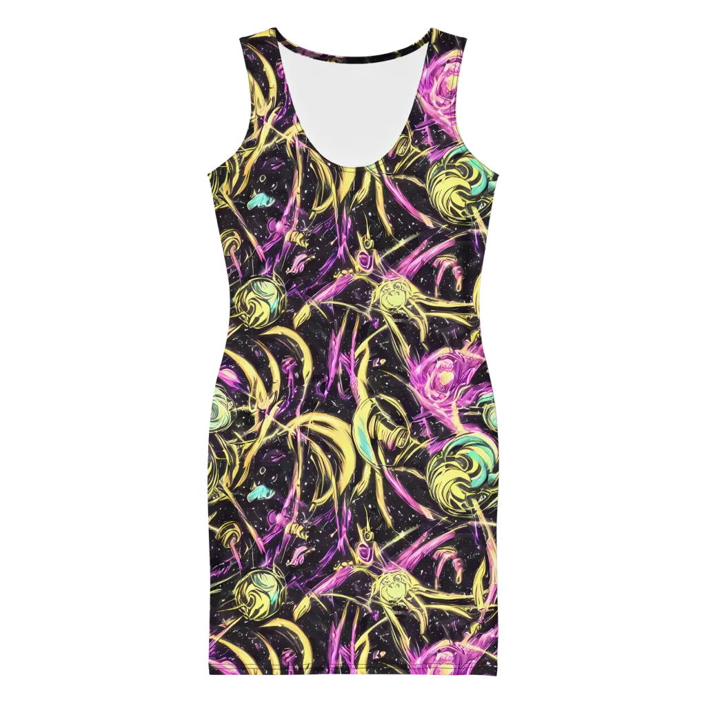 Nightfire Flux on Bodycon Dress — Front