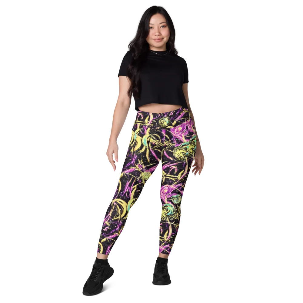 Nightfire Flux on Leggings with Pockets — Front