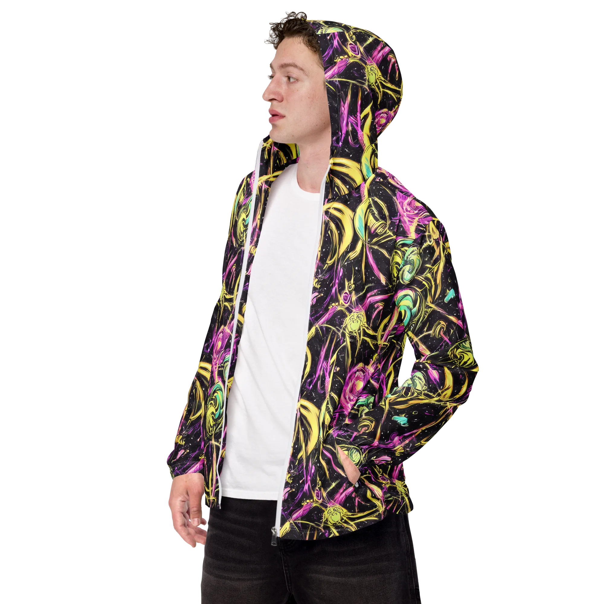 Nightfire Flux on Men's Windbreaker — Left Front