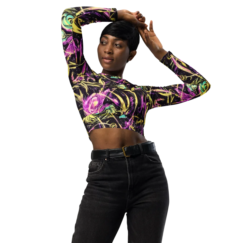 Nightfire Flux on Long Sleeve Crop Top — Front