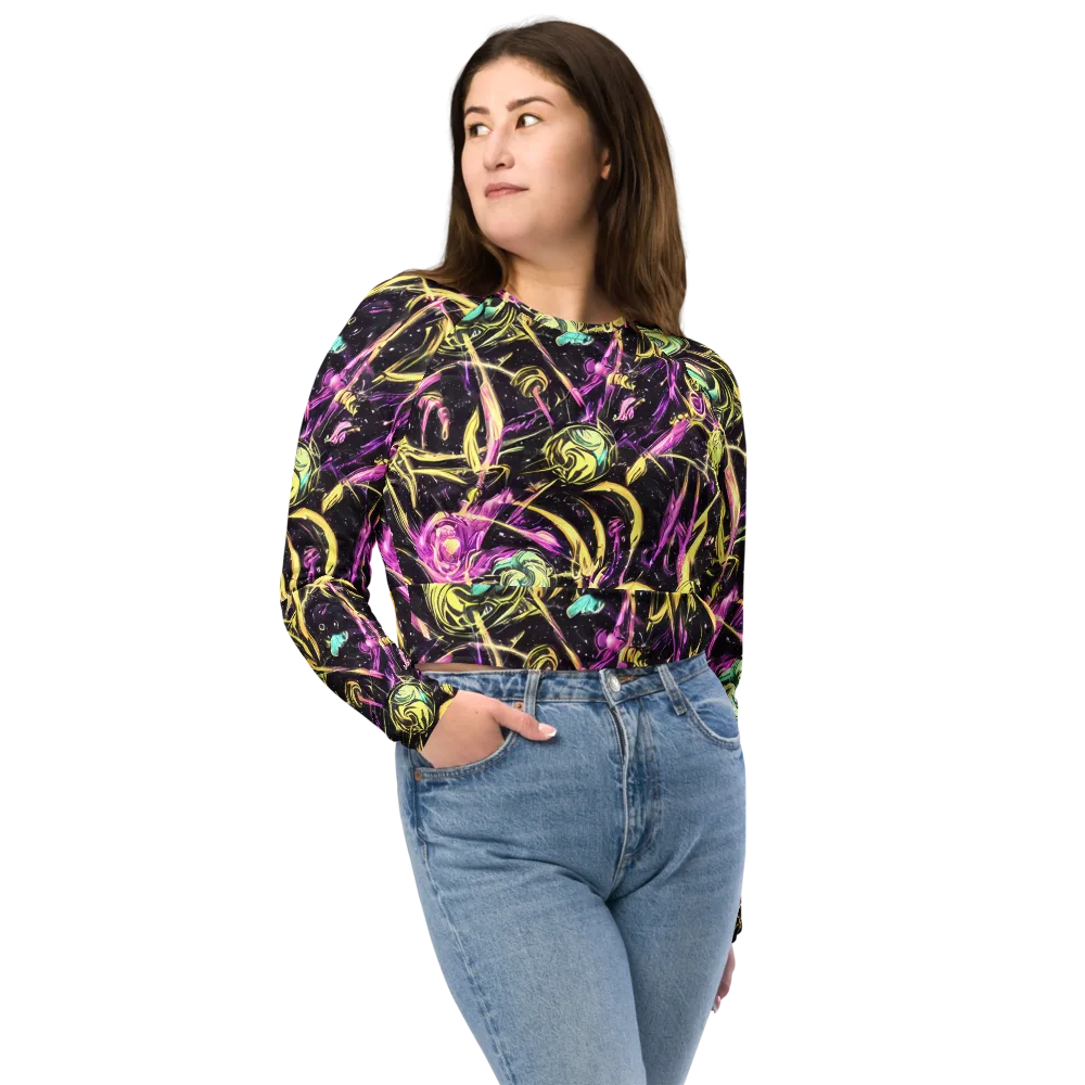 Nightfire Flux on Long Sleeve Crop Top — Front