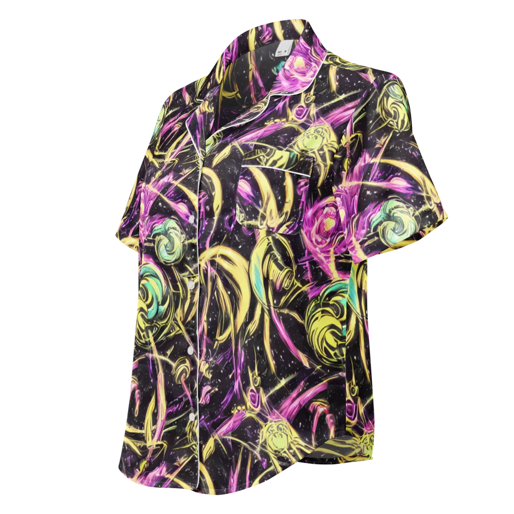 Nightfire Flux on Women's Short Sleeve Pajama Top — Left Front