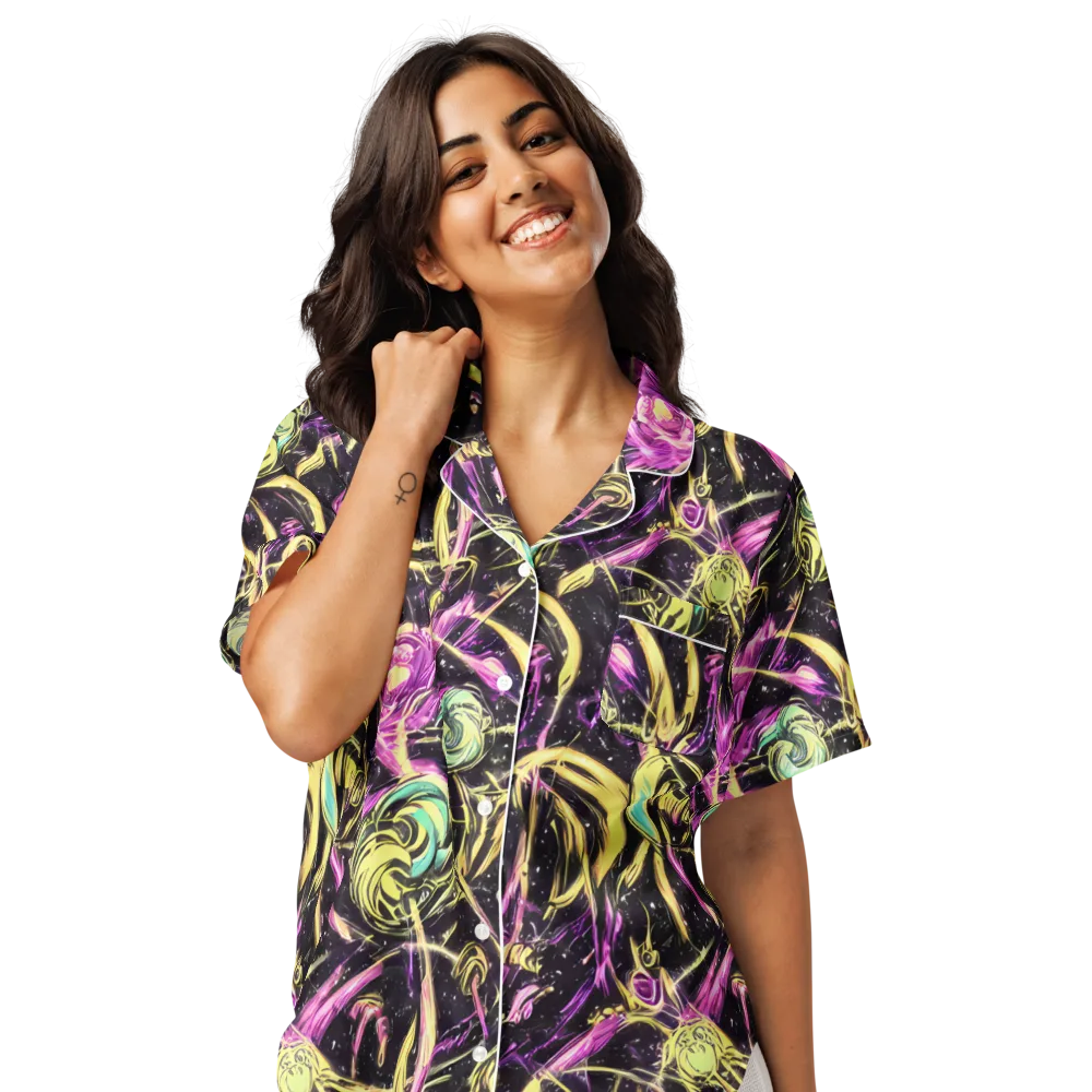 Nightfire Flux on Women's Short Sleeve Pajama Top — Front