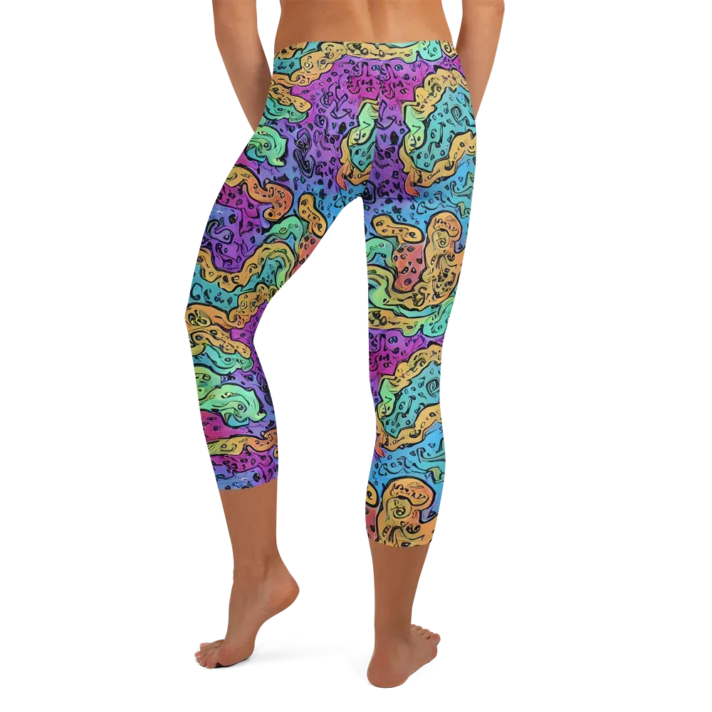 Intergalactic Graffiti on Capri Leggings — Back