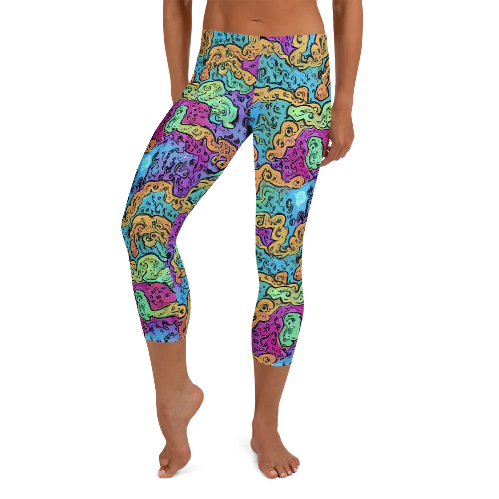Intergalactic Graffiti on Capri Leggings — Front
