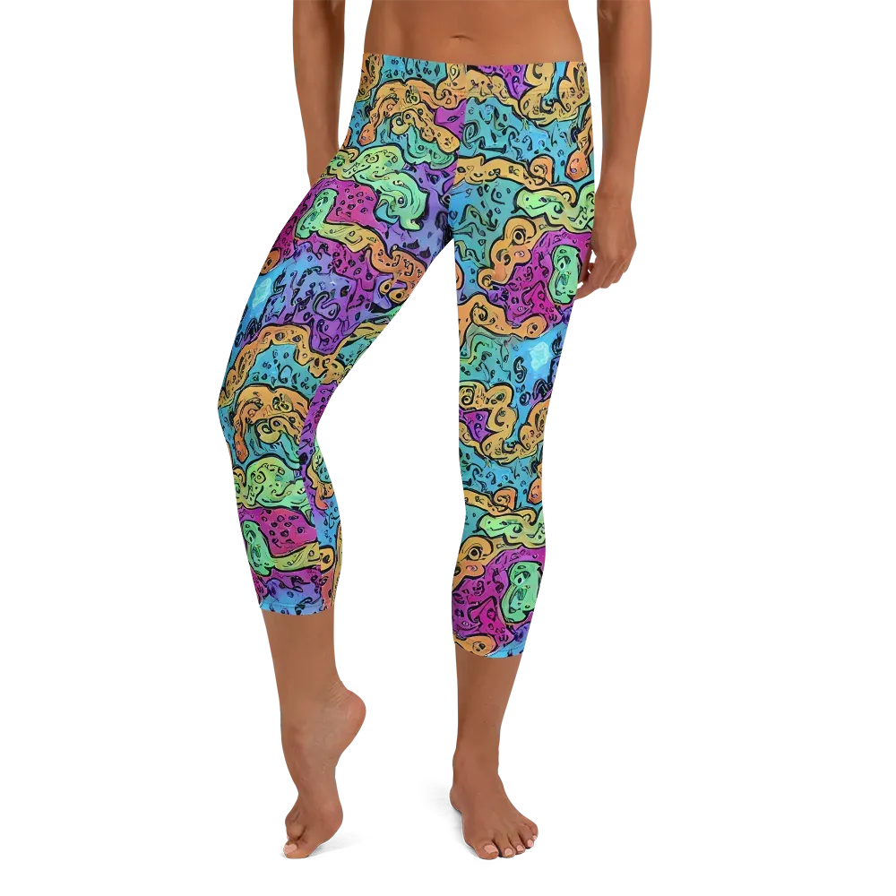 Intergalactic Graffiti on Capri Leggings — Front
