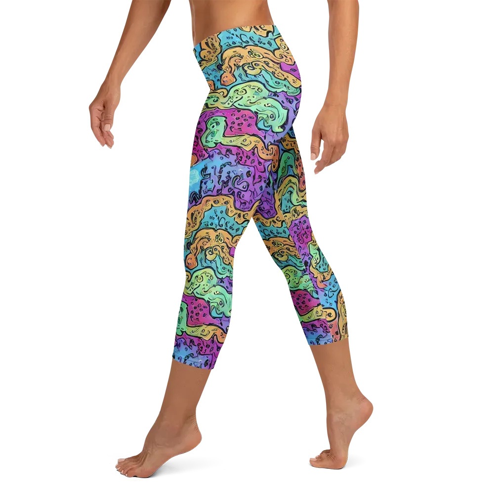 Intergalactic Graffiti on Capri Leggings — Left