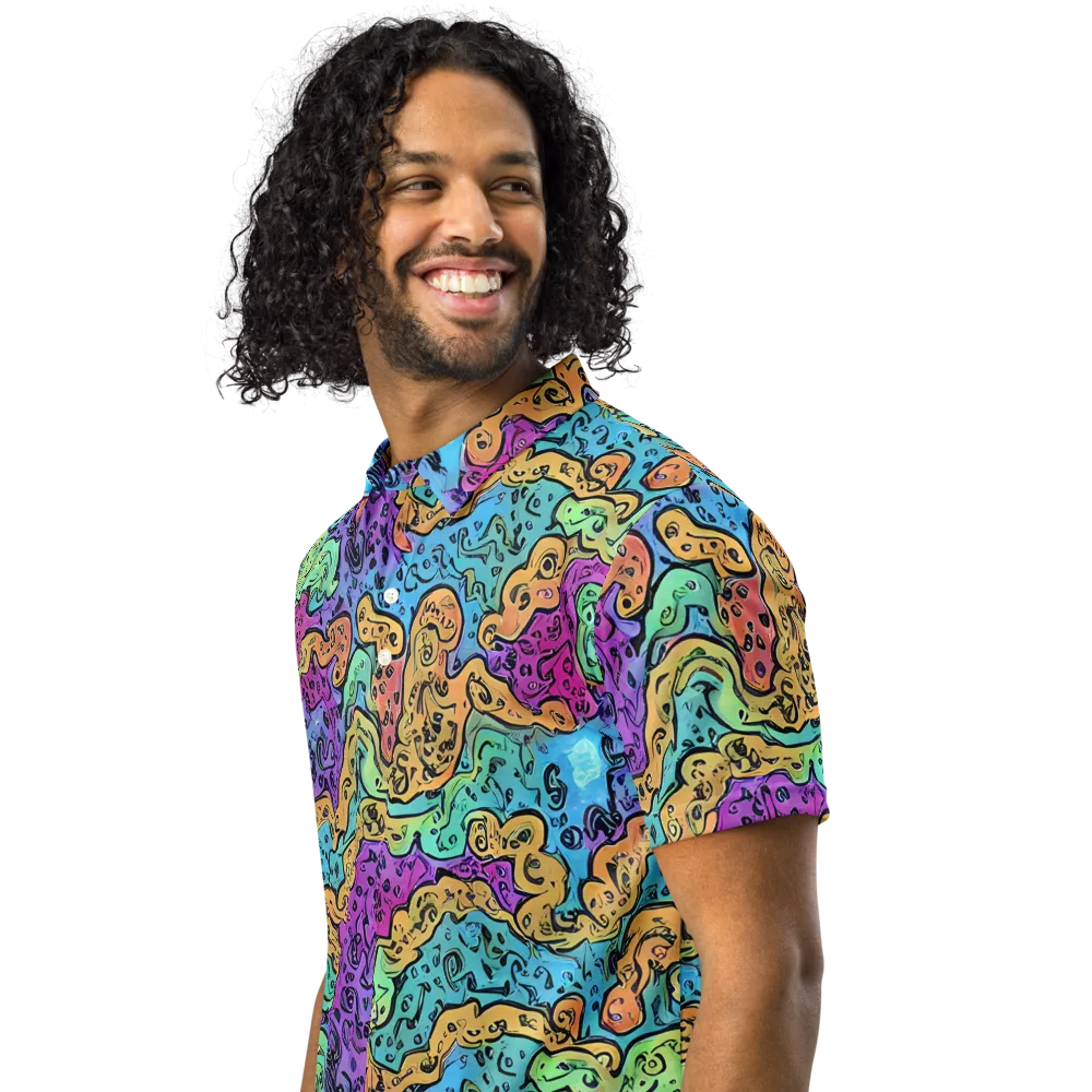 Intergalactic Graffiti on Men's Slim Fit Polo Shirt — Left Front