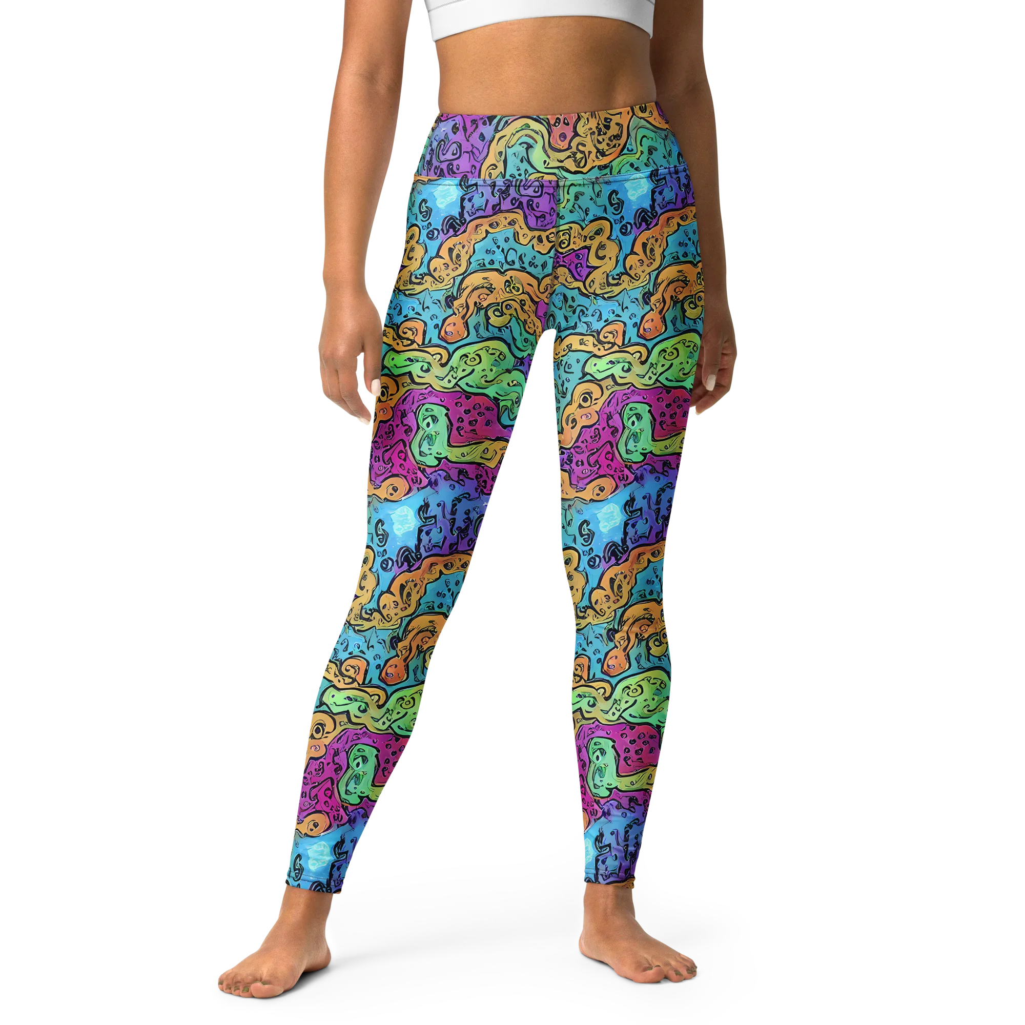 Intergalactic Graffiti on Yoga Leggings — Front