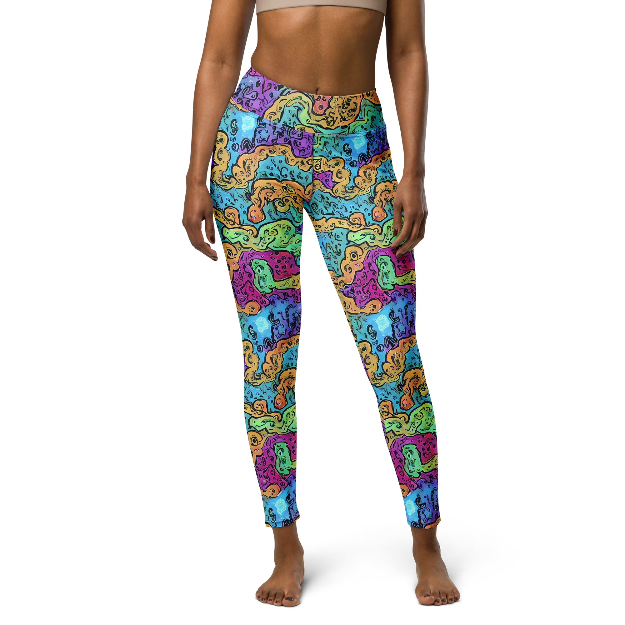 Intergalactic Graffiti on Yoga Leggings — Front
