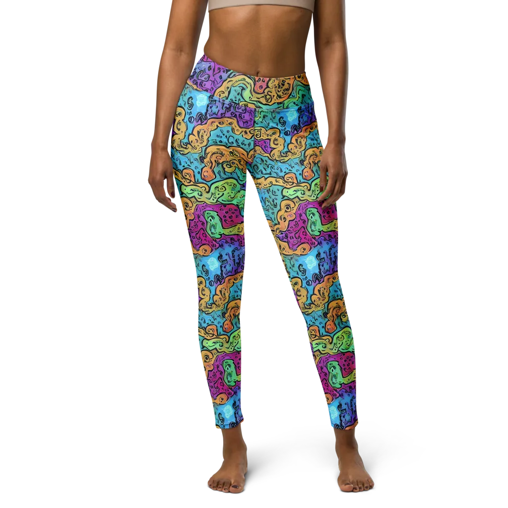 Intergalactic Graffiti on Yoga Leggings — Front