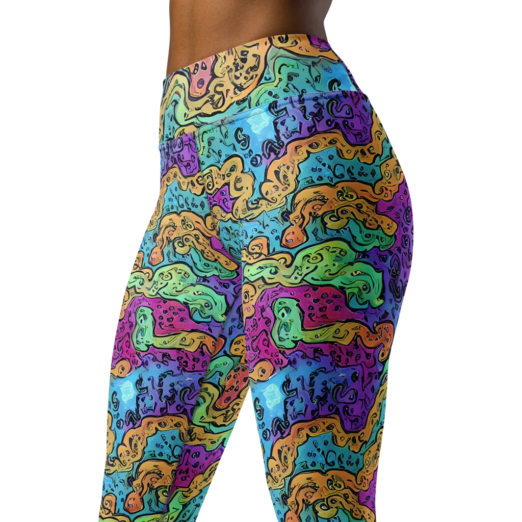 Intergalactic Graffiti on Yoga Leggings — Left Front