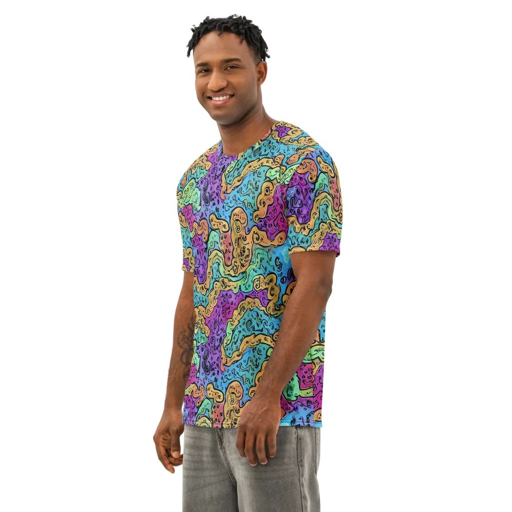 Intergalactic Graffiti on Men's Cotton Crew Neck T-Shirt — Left Front