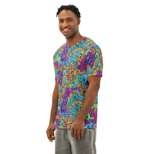 Intergalactic Graffiti on a Men's Cotton Crew Neck T-Shirt