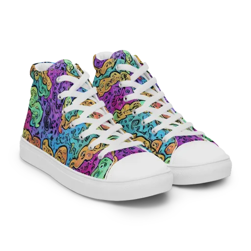 Intergalactic Graffiti on a Men's High Top Canvas Shoes