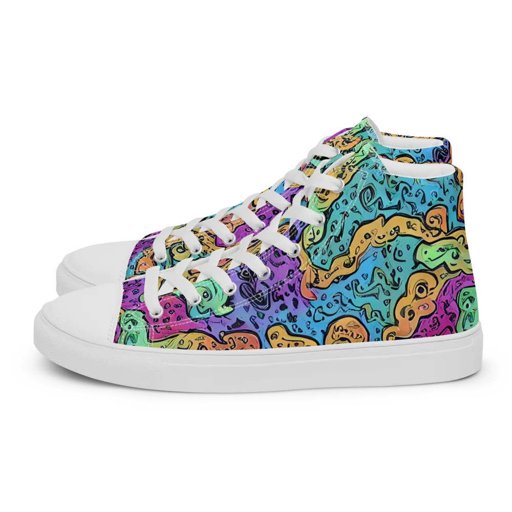 Intergalactic Graffiti on Men's High Top Canvas Shoes — Left