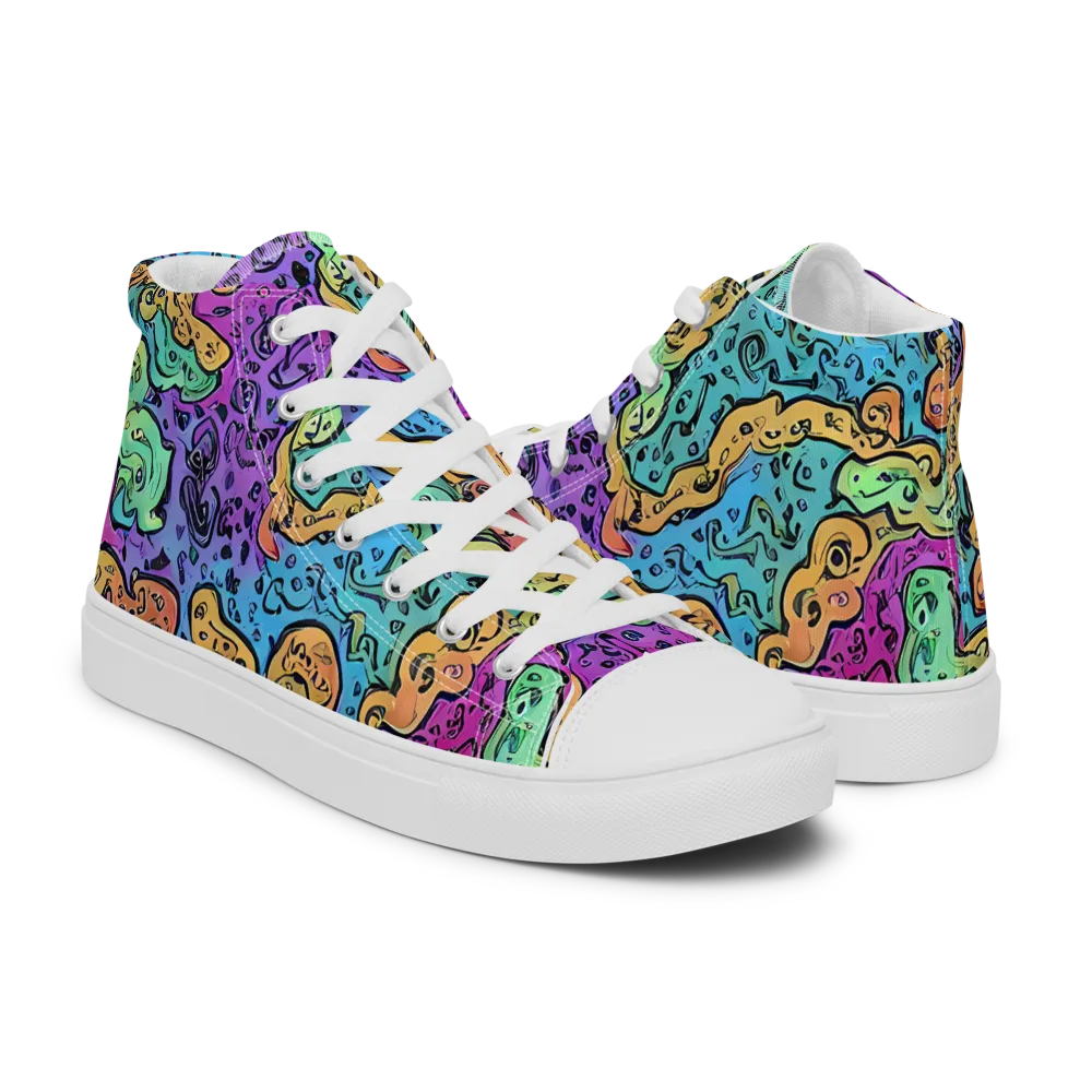 Intergalactic Graffiti on Men's High Top Canvas Shoes — Right