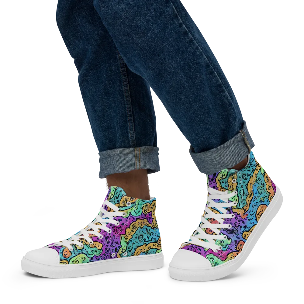 Intergalactic Graffiti on Men's High Top Canvas Shoes — Left