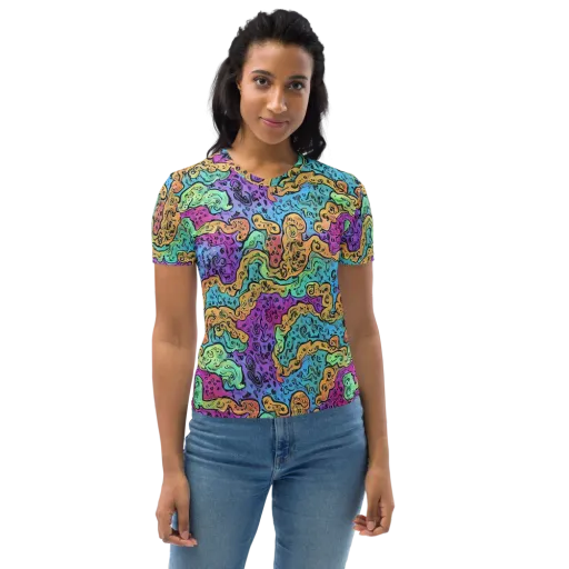 Intergalactic Graffiti on a Women's Crew Neck T-Shirt
