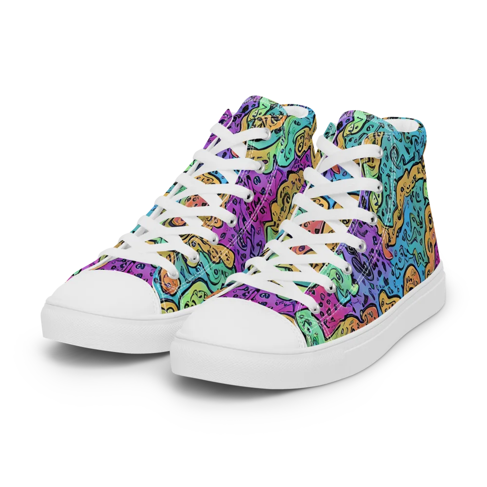 Intergalactic Graffiti on Women's High Top Canvas Shoes — Left Front