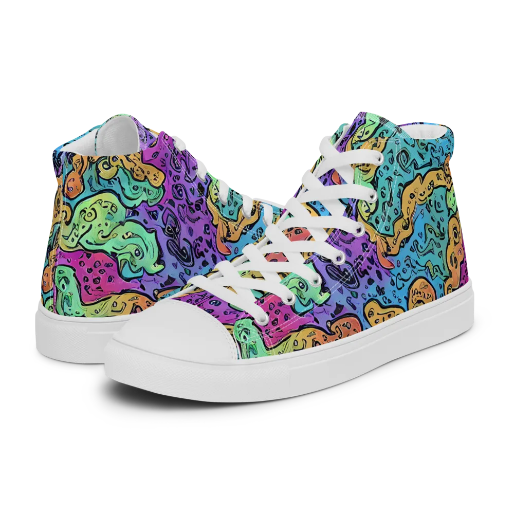 Intergalactic Graffiti on Women's High Top Canvas Shoes — Left