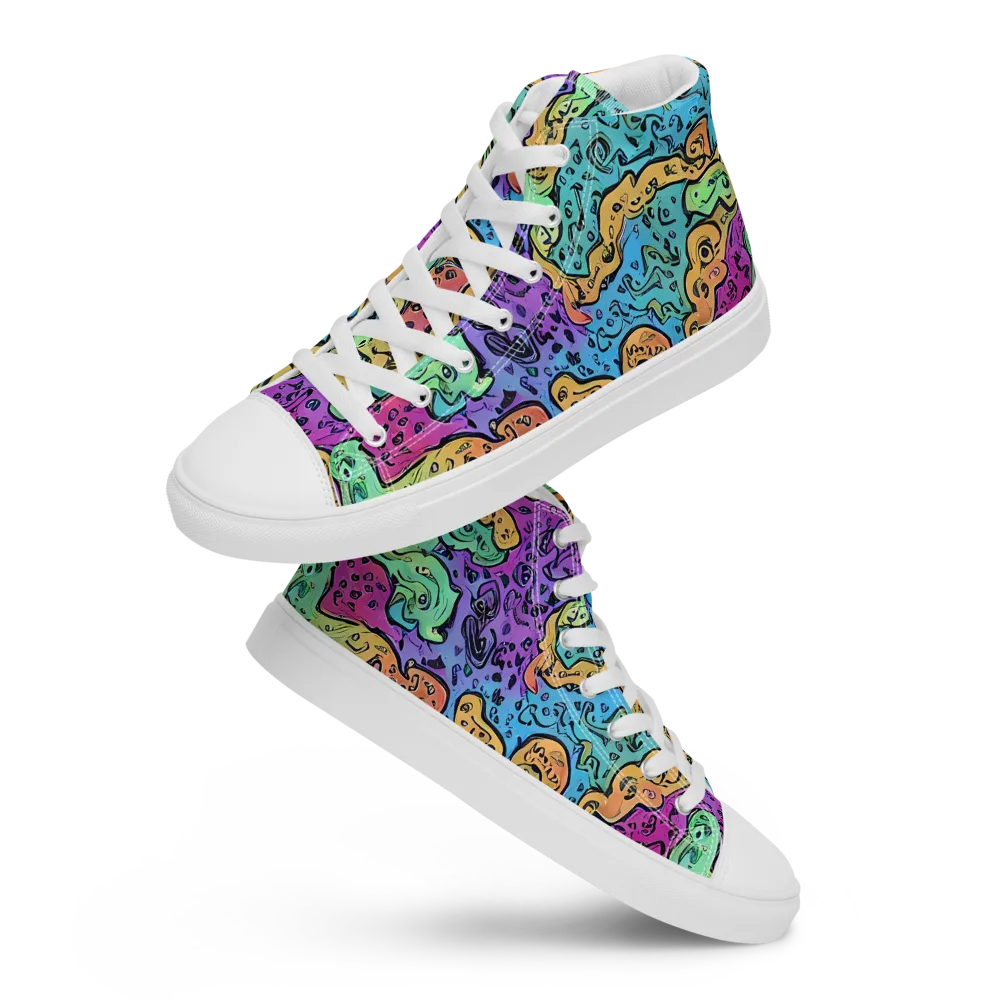Intergalactic Graffiti on Women's High Top Canvas Shoes — Front