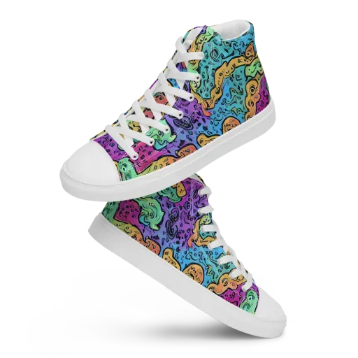 Intergalactic Graffiti on a Women's High Top Canvas Shoes
