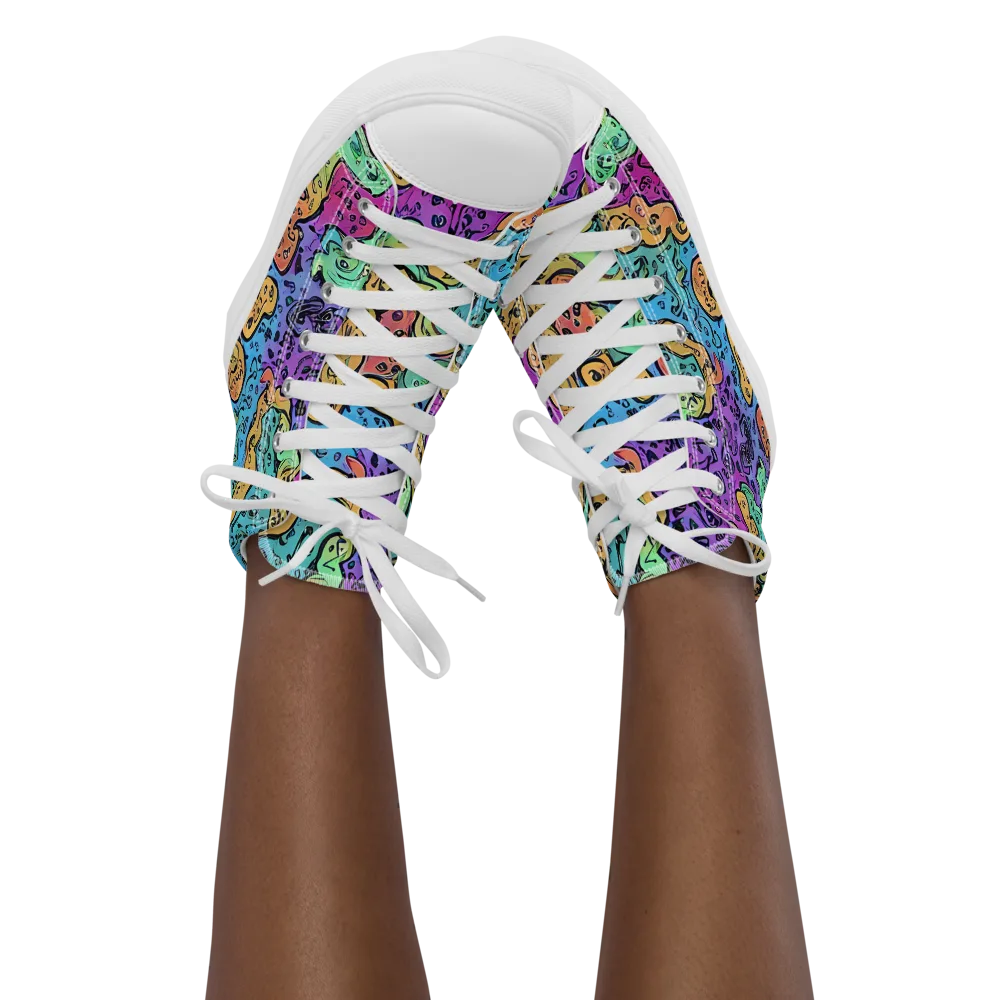 Intergalactic Graffiti on Women's High Top Canvas Shoes — Front