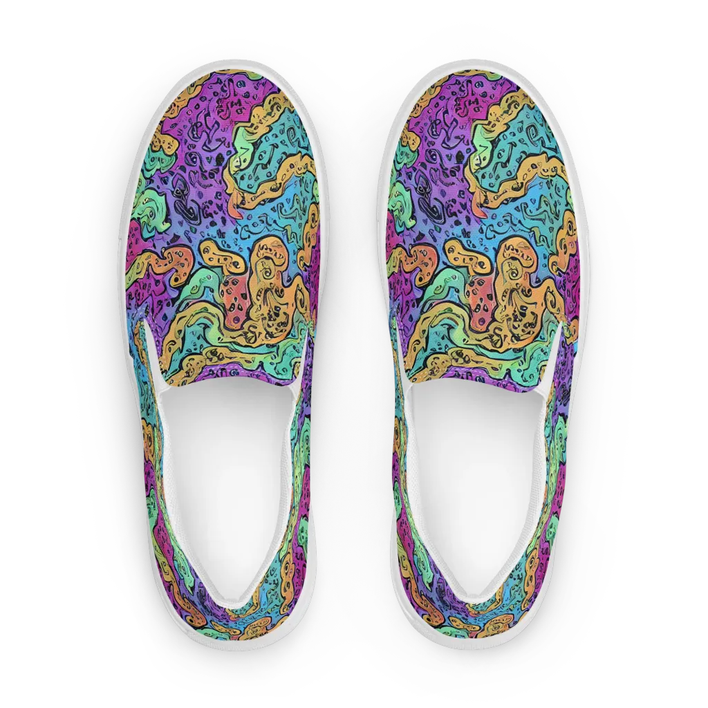 Intergalactic Graffiti on Men's Slip-On Canvas Shoes — Front