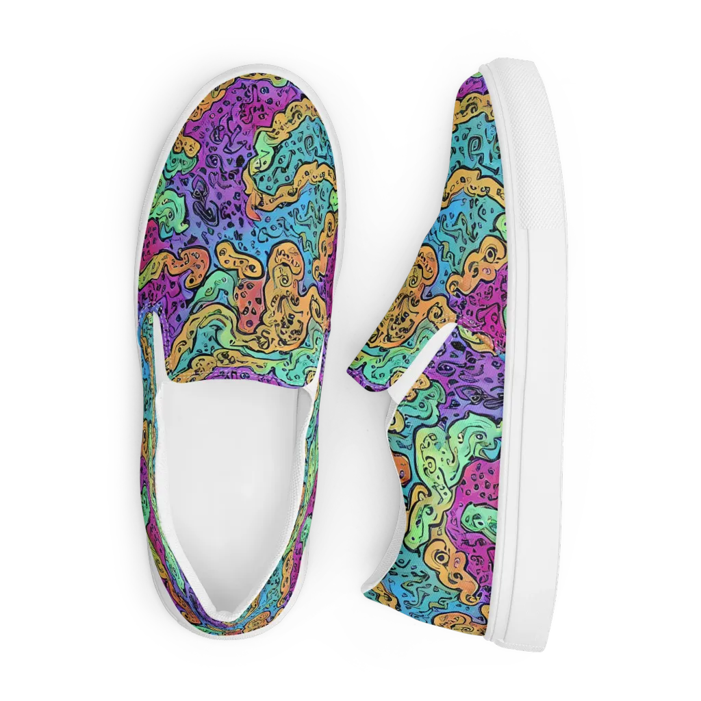 Intergalactic Graffiti on Men's Slip-On Canvas Shoes — Front