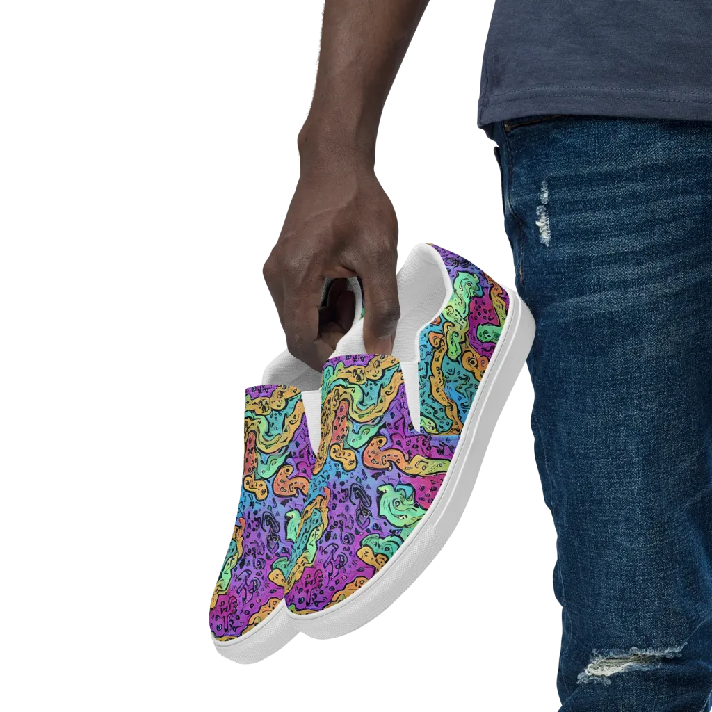 Intergalactic Graffiti on Men's Slip-On Canvas Shoes — Left Front