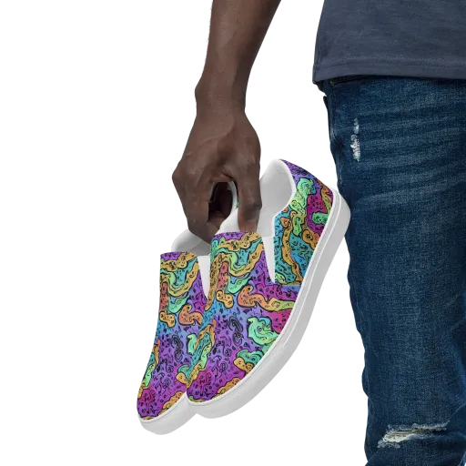 Intergalactic Graffiti on a Men's Slip-On Canvas Shoes