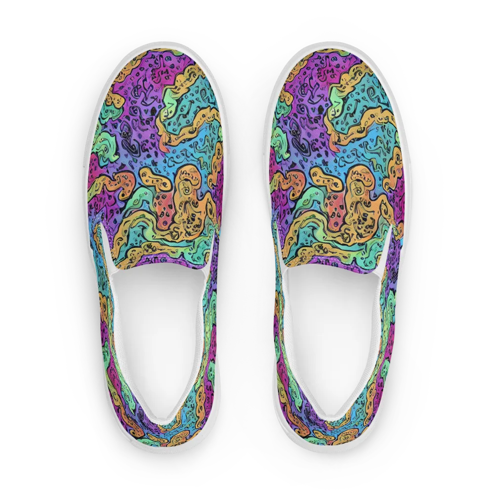 Intergalactic Graffiti on Women's Slip-On Canvas Shoes — Front