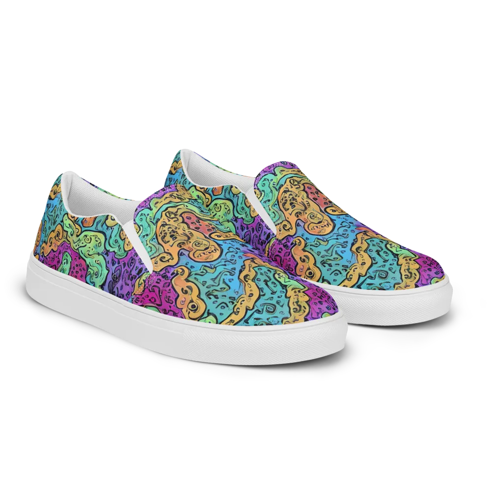 Intergalactic Graffiti on Women's Slip-On Canvas Shoes — Right Front