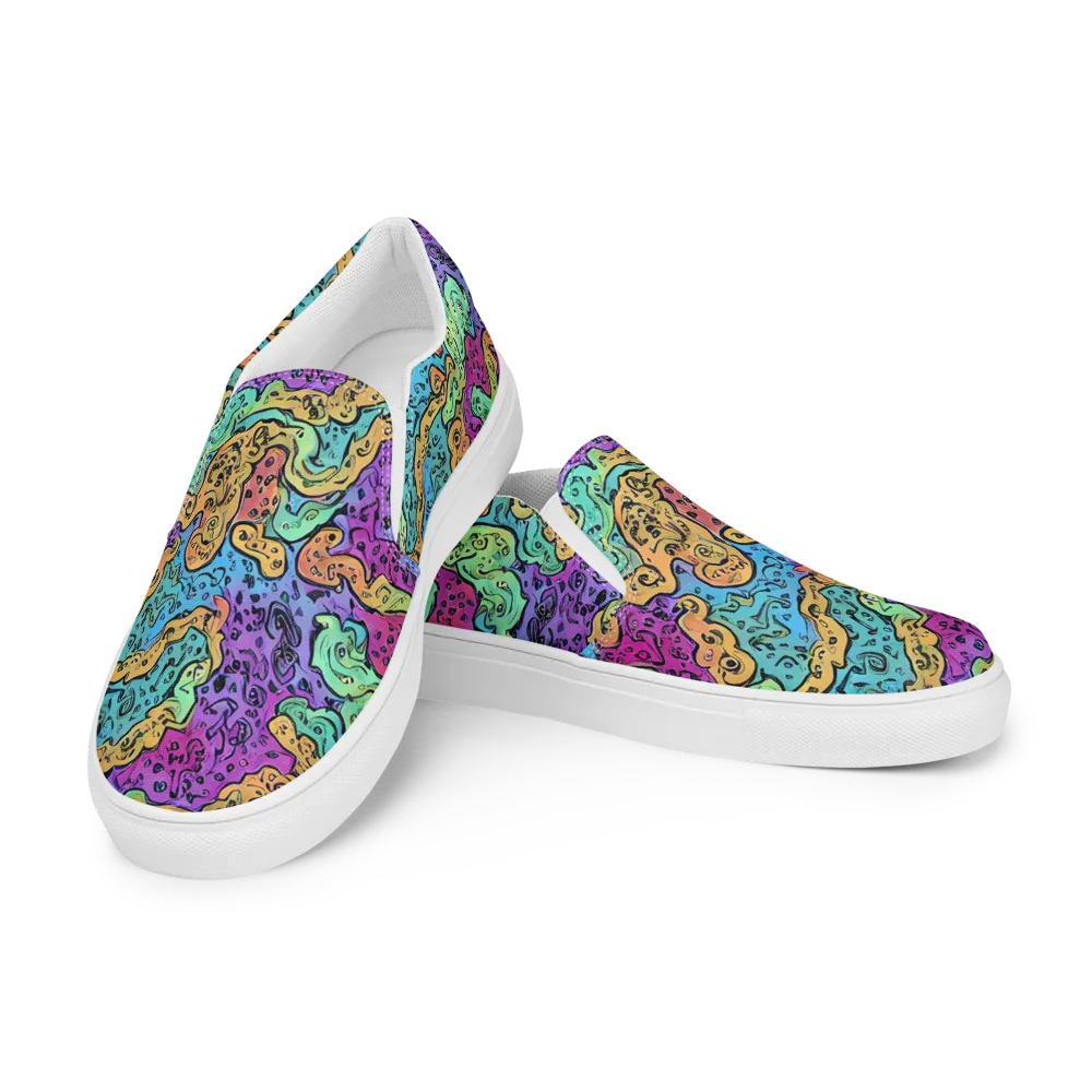 Intergalactic Graffiti on Women's Slip-On Canvas Shoes — Left Front
